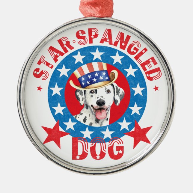 Patriotic Dalmatian Metal Tree Decoration (Front)