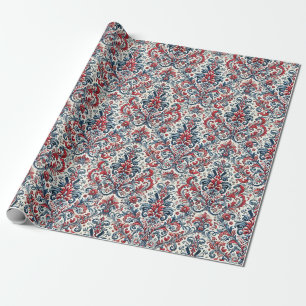 Patriotic Damask Wrapping Paper