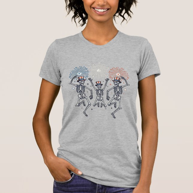 Patriotic Dancing Skeleton Fireworks Vintage Shirt (Front)