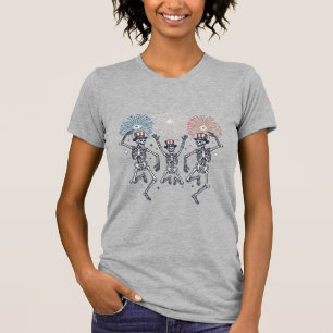 Patriotic Dancing Skeleton Fireworks Vintage Shirt