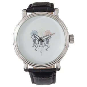 Patriotic Dancing Skeleton Fireworks Vintage Shirt Watch