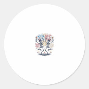 Patriotic Dancing Skeletons Fireworks 4th of July Classic Round Sticker