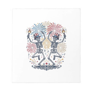 Patriotic Dancing Skeletons Fireworks 4th of July  Notepad