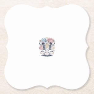 Patriotic Dancing Skeletons Fireworks 4th of July  Paper Coaster