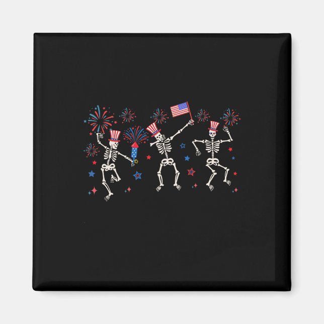 Patriotic Dancing Skeletons Funny Fourth Of July  Magnet (Front)
