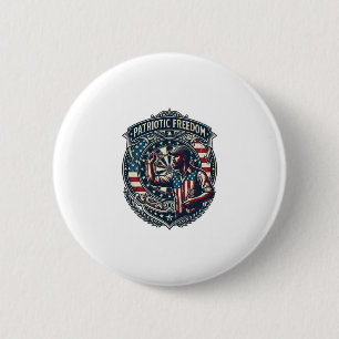Patriotic Dart Player Vector Graphic Tee 6 Cm Round Badge