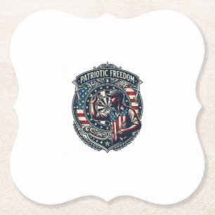Patriotic Dart Player Vector Graphic Tee Paper Coaster