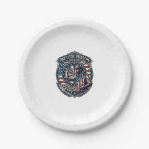 Patriotic Dart Player Vector Graphic Tee Paper Plate
