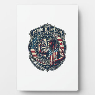 Patriotic Dart Player Vector Graphic Tee Plaque