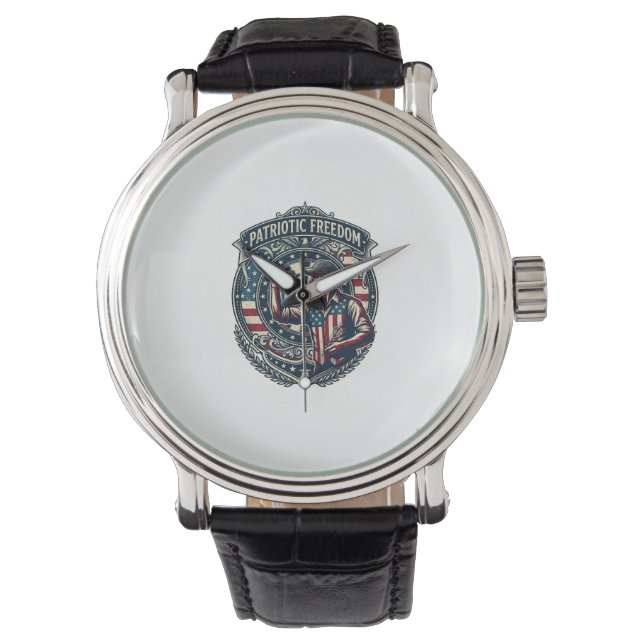 Patriotic Dart Player Vector Graphic Tee Watch (Front)
