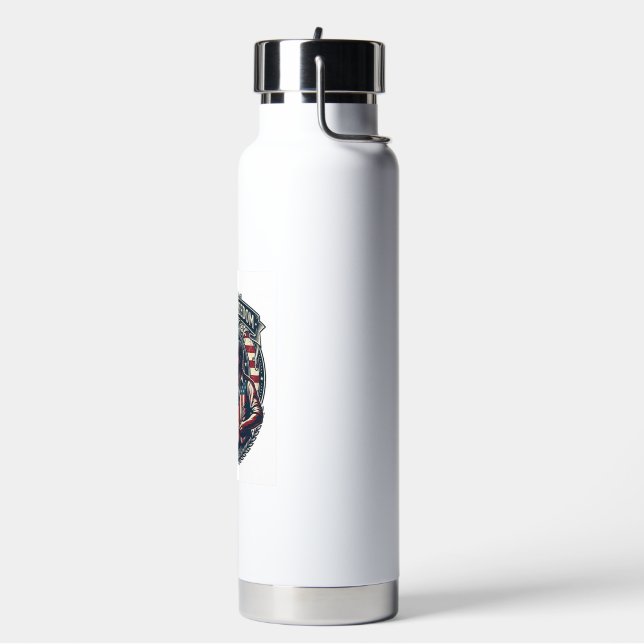 Patriotic Dart Player Vector Graphic Tee Water Bottle (Left)