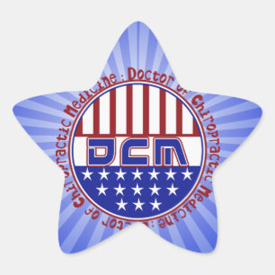 PATRIOTIC DCM DOCTOR OF CHIROPRACTIC MEDICINE STAR STICKER
