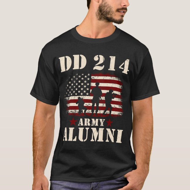 Patriotic DD 214 Alumni DD214 Military Veteran day T-Shirt (Front)