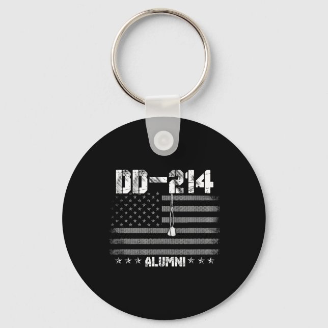 Patriotic Dd-214 Alumni Military Veteran Long Slee Key Ring (Front)