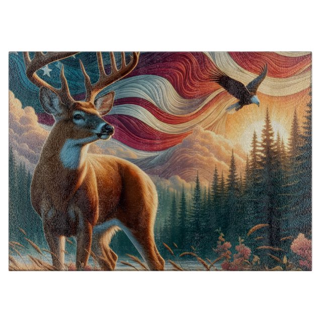 Patriotic Deer Cutting Board (Front)