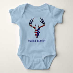 Patriotic Deer Hunting skull Baby Bodysuit
