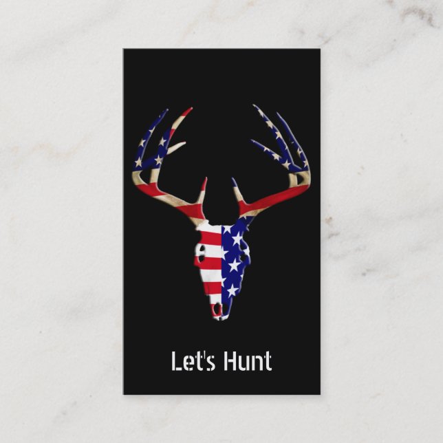 Patriotic Deer Hunting skull Business Card (Front)
