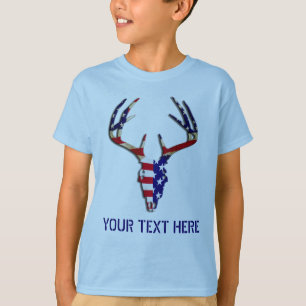 Patriotic Deer Hunting skull T-Shirt