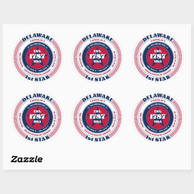 Patriotic Delaware Circle Design Sticker (Sheet)