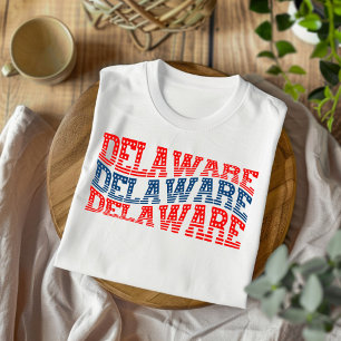Patriotic Delaware Red and Blue Boho T-Shirt 