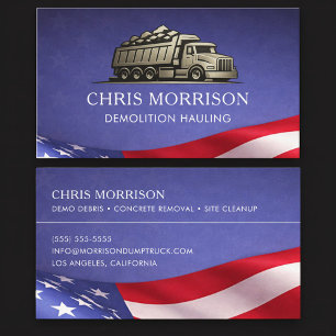 Patriotic Demolition Service Service Truck  Business Card