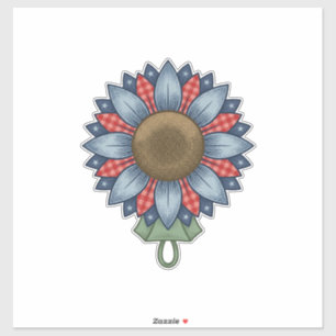 Patriotic Denim Sunflower Ornament Vintage