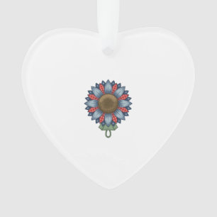 Patriotic Denim Sunflower Ornament Vintage