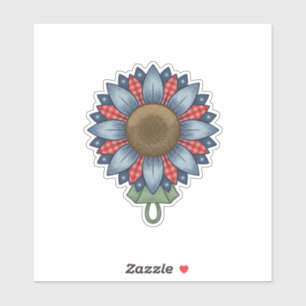 Patriotic Denim Sunflower Ornament Vintage