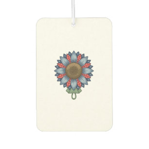 Patriotic Denim Sunflower Ornament Vintage Car Air Freshener