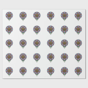 Patriotic Denim Sunflower Ornament Vintage Wrapping Paper
