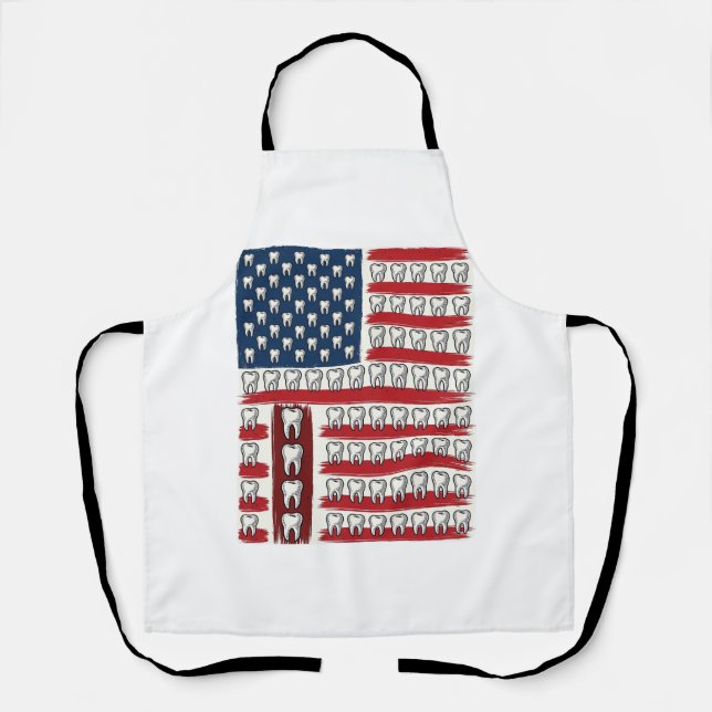 Patriotic Dentist Tooth Flag Apron (Front)