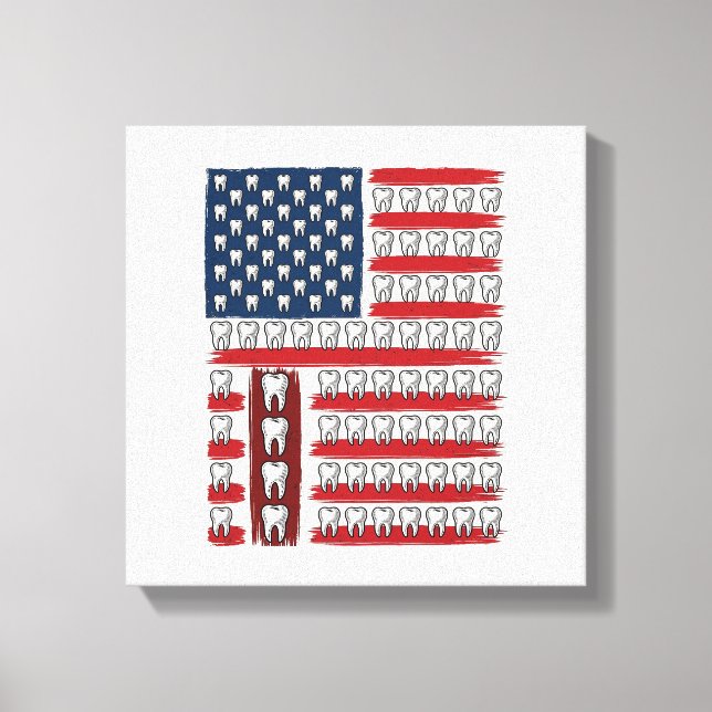 Patriotic Dentist Tooth Flag Canvas Print (Front)