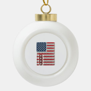 Patriotic Dentist Tooth Flag Ceramic Ball Christmas Ornament