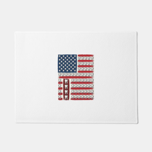 Patriotic Dentist Tooth Flag Doormat (Front)