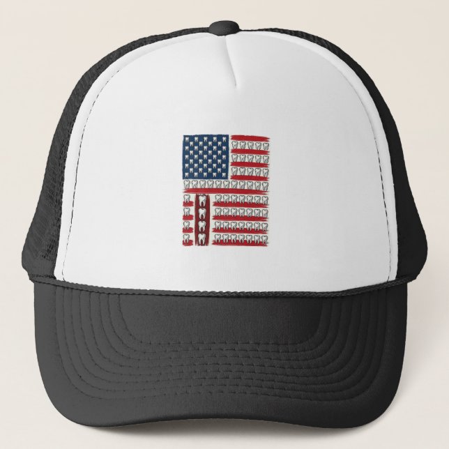 Patriotic Dentist Tooth Flag Trucker Hat (Front)