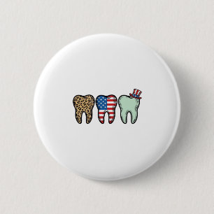 Patriotic Dentist Tooth Vintage Leopard Shirt Desi 6 Cm Round Badge
