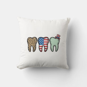 Patriotic Dentist Tooth Vintage Leopard Shirt Desi Cushion