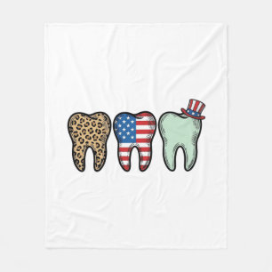 Patriotic Dentist Tooth Vintage Leopard Shirt Desi Fleece Blanket