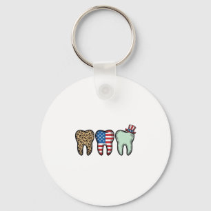 Patriotic Dentist Tooth Vintage Leopard Shirt Desi Key Ring