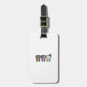 Patriotic Dentist Tooth Vintage Leopard Shirt Desi Luggage Tag