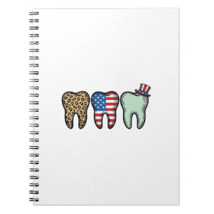 Patriotic Dentist Tooth Vintage Leopard Shirt Desi Notebook