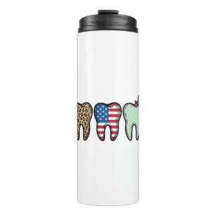 Patriotic Dentist Tooth Vintage Leopard Shirt Desi Thermal Tumbler