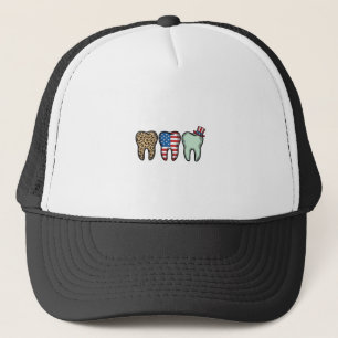 Patriotic Dentist Tooth Vintage Leopard Shirt Desi Trucker Hat