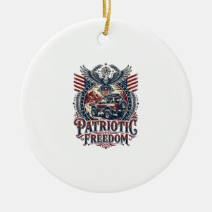 Patriotic Desert Road Explorer Ceramic Tree Decoration
