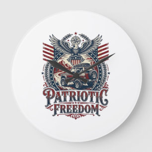 Patriotic Desert Road Explorer Large Clock