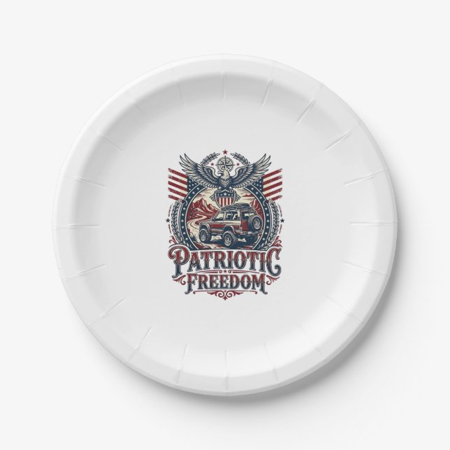Patriotic Desert Road Explorer Paper Plate (Front)