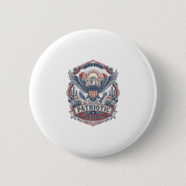 Patriotic Desert Southwest Pride Vector Graphic Te 6 Cm Round Badge (Front)