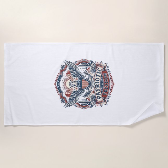 Patriotic Desert Southwest Pride Vector Graphic Te Beach Towel (Front)