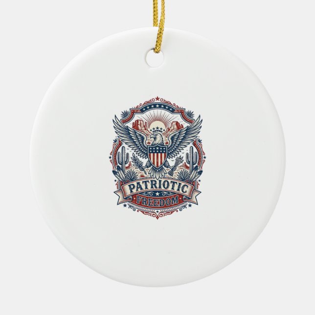 Patriotic Desert Southwest Pride Vector Graphic Te Ceramic Tree Decoration (Front)