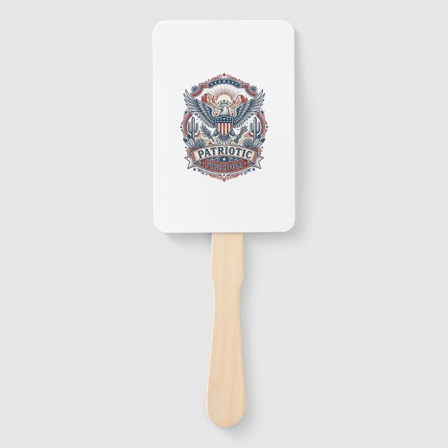 Patriotic Desert Southwest Pride Vector Graphic Te Hand Fan (Front)